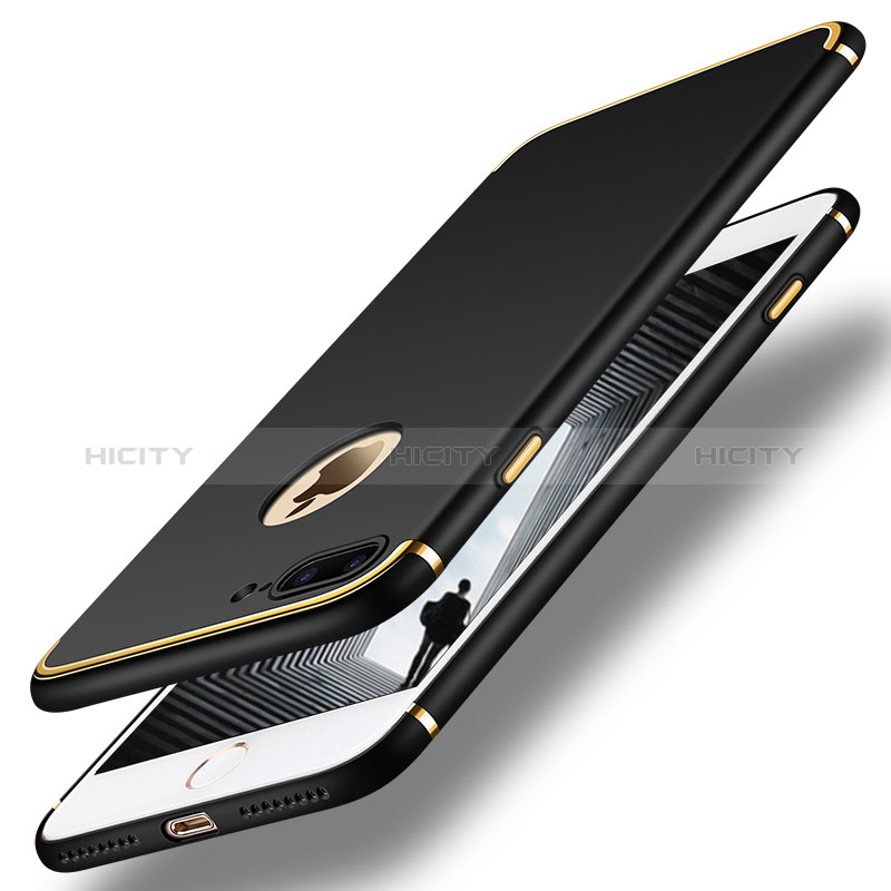 Custodia Lusso Metallo Laterale e Plastica F02 per Apple iPhone 8 Plus Nero