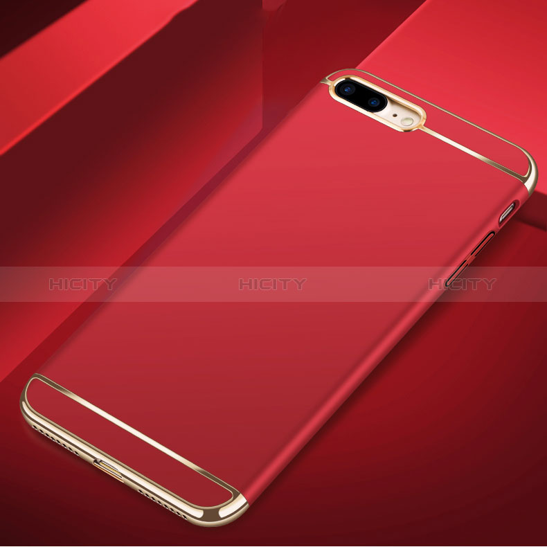 Custodia Lusso Metallo Laterale e Plastica F06 per Apple iPhone 8 Plus Rosso