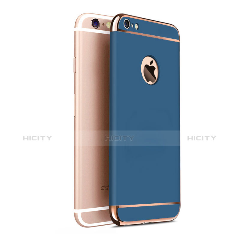 Custodia Lusso Metallo Laterale e Plastica M01 per Apple iPhone 6 Plus Blu