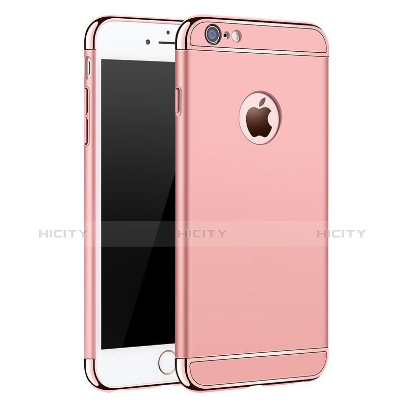 Custodia Lusso Metallo Laterale e Plastica M01 per Apple iPhone 6 Plus Oro Rosa
