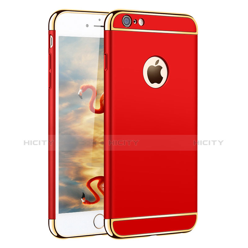 Custodia Lusso Metallo Laterale e Plastica M01 per Apple iPhone 6 Plus Rosso