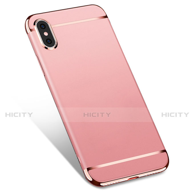 Custodia Lusso Metallo Laterale e Plastica M01 per Apple iPhone X Oro Rosa
