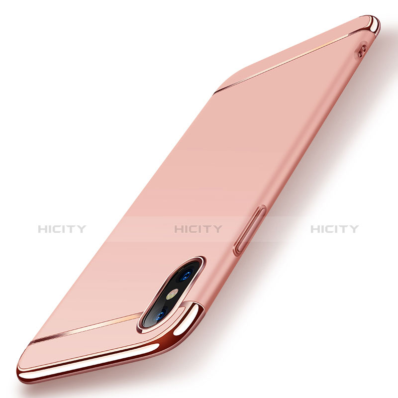 Custodia Lusso Metallo Laterale e Plastica M01 per Apple iPhone X Oro Rosa