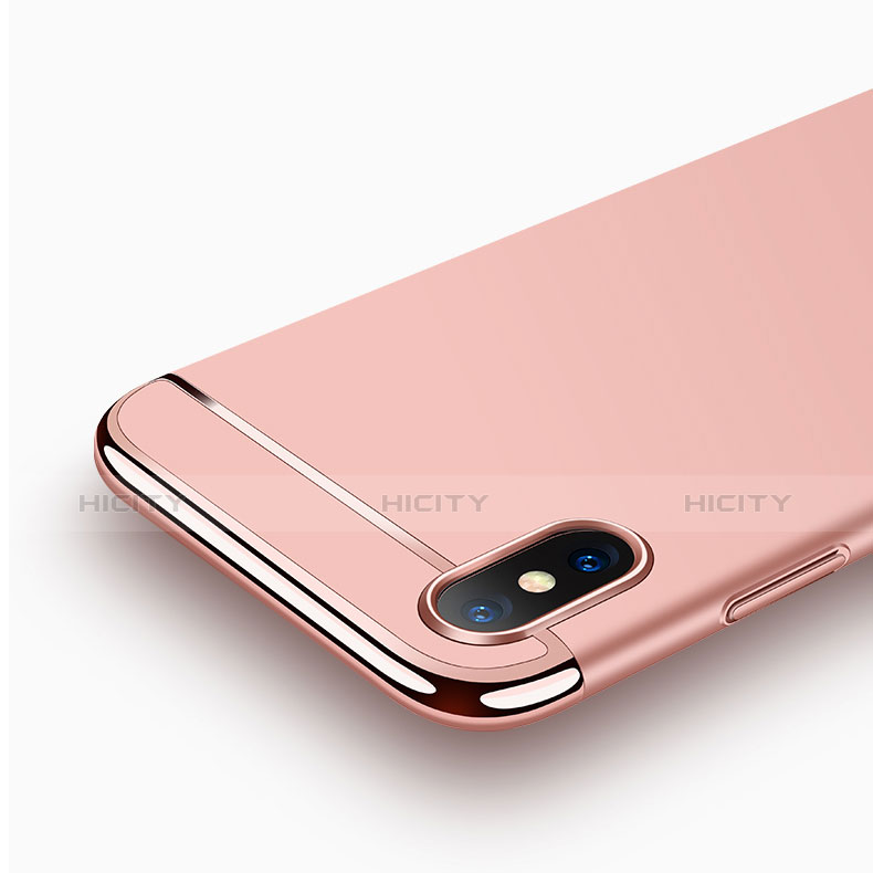 Custodia Lusso Metallo Laterale e Plastica M01 per Apple iPhone Xs Oro Rosa