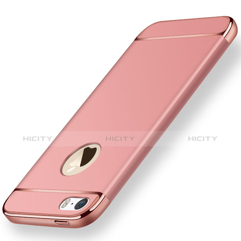 Custodia Lusso Metallo Laterale e Plastica per Apple iPhone 5 Oro Rosa
