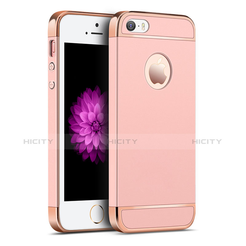 Custodia Lusso Metallo Laterale e Plastica per Apple iPhone 5 Oro Rosa