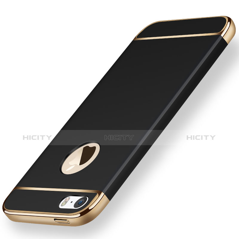 Custodia Lusso Metallo Laterale e Plastica per Apple iPhone 5S Nero