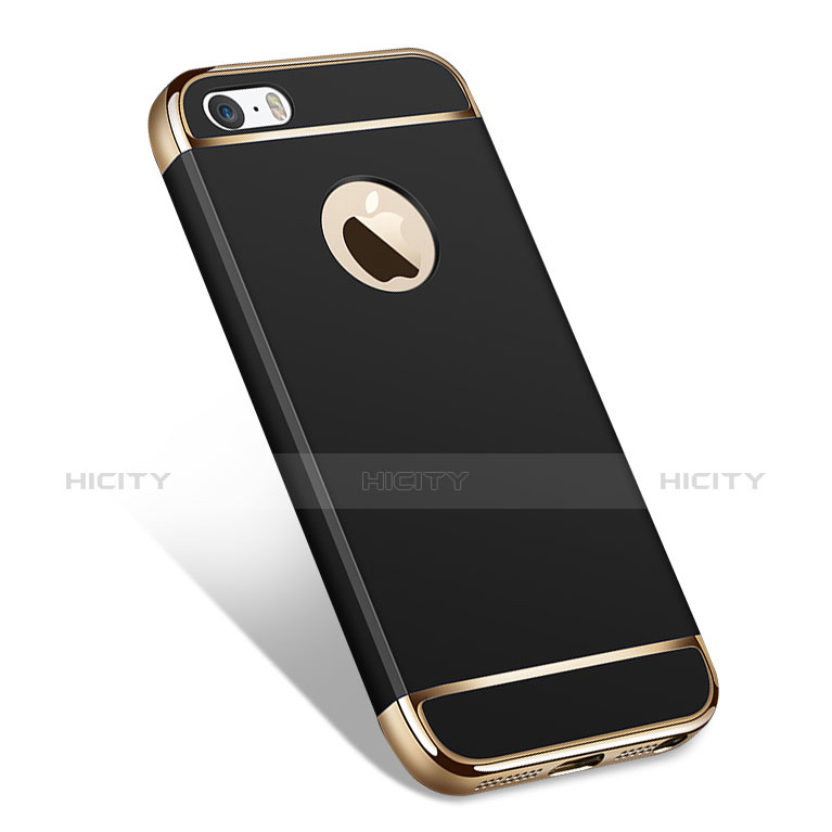 Custodia Lusso Metallo Laterale e Plastica per Apple iPhone 5S Nero