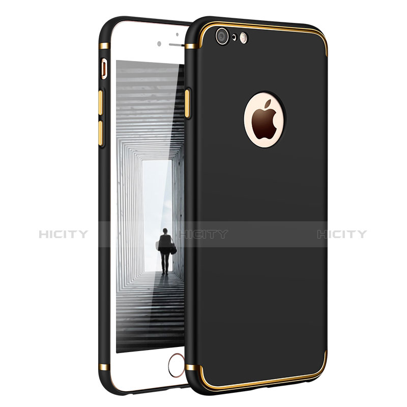 Custodia Lusso Metallo Laterale e Plastica per Apple iPhone 6 Plus Nero