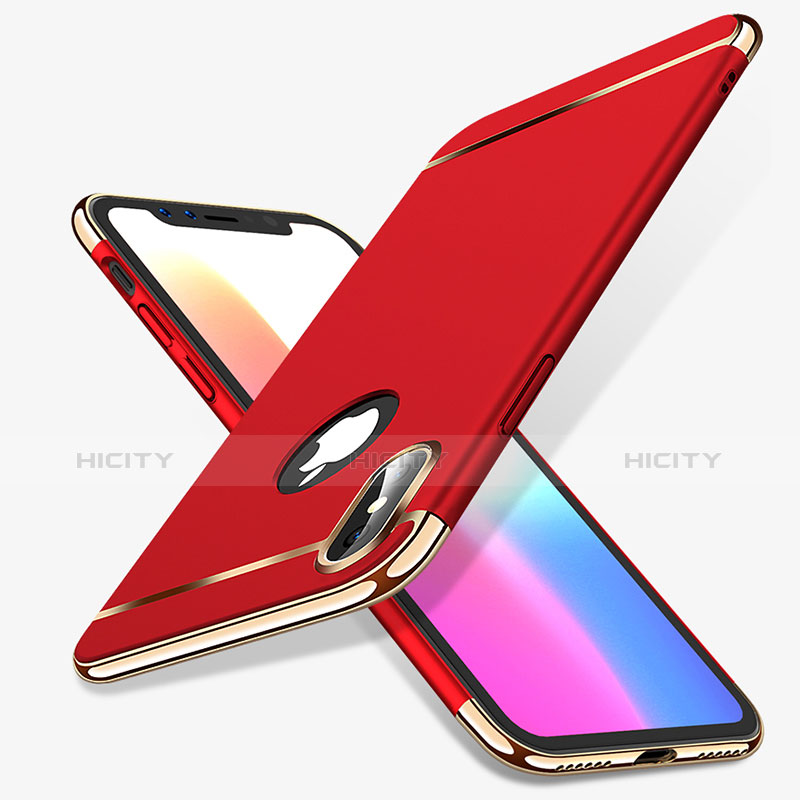 Custodia Lusso Metallo Laterale e Plastica per Apple iPhone X Rosso