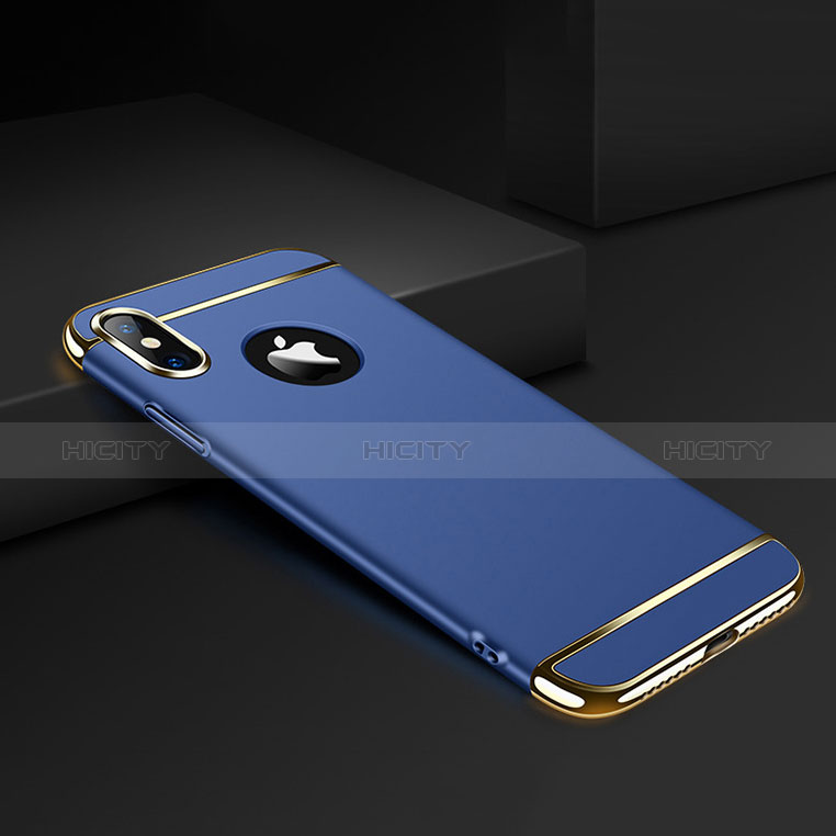 Custodia Lusso Metallo Laterale e Plastica per Apple iPhone Xs Max Blu
