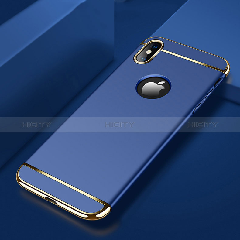 Custodia Lusso Metallo Laterale e Plastica per Apple iPhone Xs Max Blu