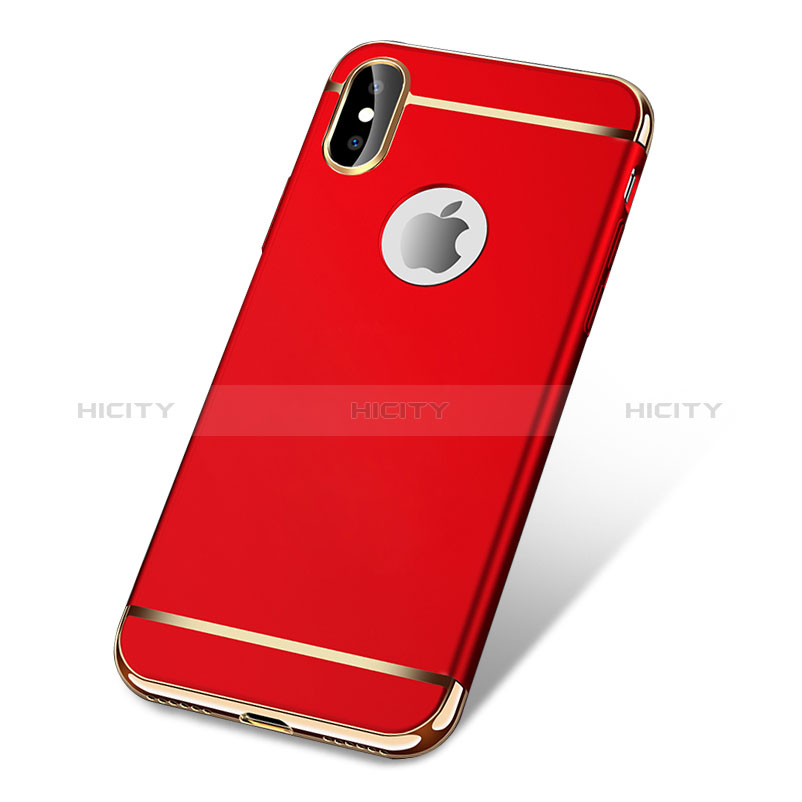 Custodia Lusso Metallo Laterale e Plastica per Apple iPhone Xs Max Rosso