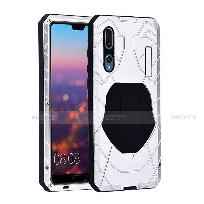 Custodia Lusso Metallo Laterale e Silicone Cover K01 per Huawei P20 Pro Bianco