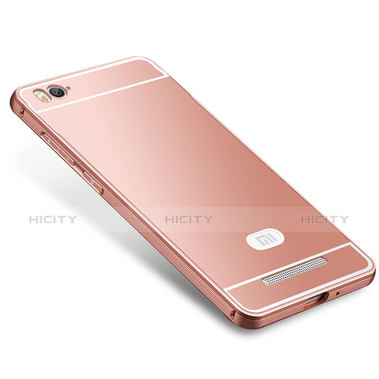 Custodia Lusso Metallo Laterale e Silicone Cover M01 per Xiaomi Mi 4C Oro Rosa