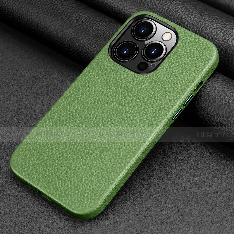 Custodia Lusso Pelle Cover A09 per Apple iPhone 13 Pro Verde