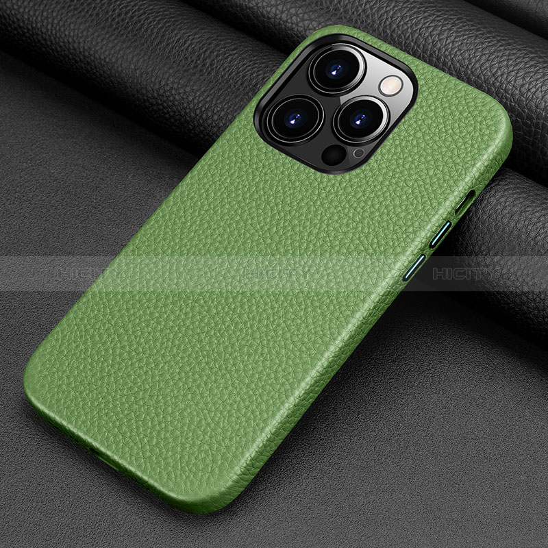Custodia Lusso Pelle Cover A09 per Apple iPhone 14 Pro Verde