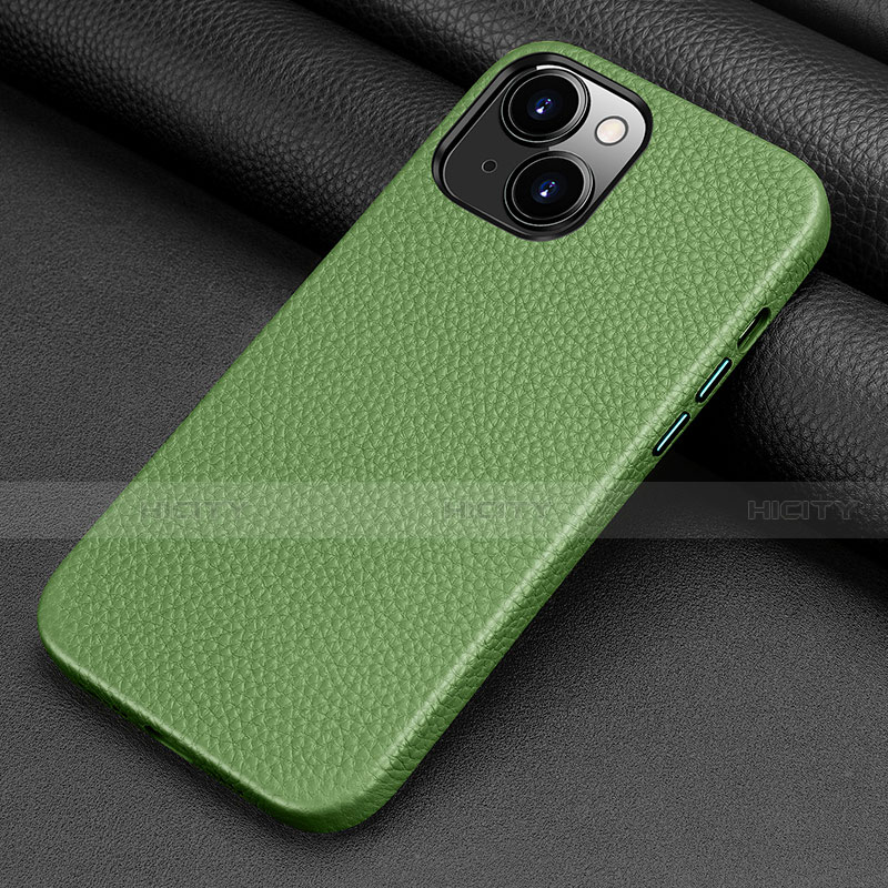 Custodia Lusso Pelle Cover A09 per Apple iPhone 14 Verde