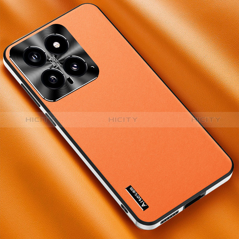 Custodia Lusso Pelle Cover AT2 per Xiaomi Mi 14 5G Arancione
