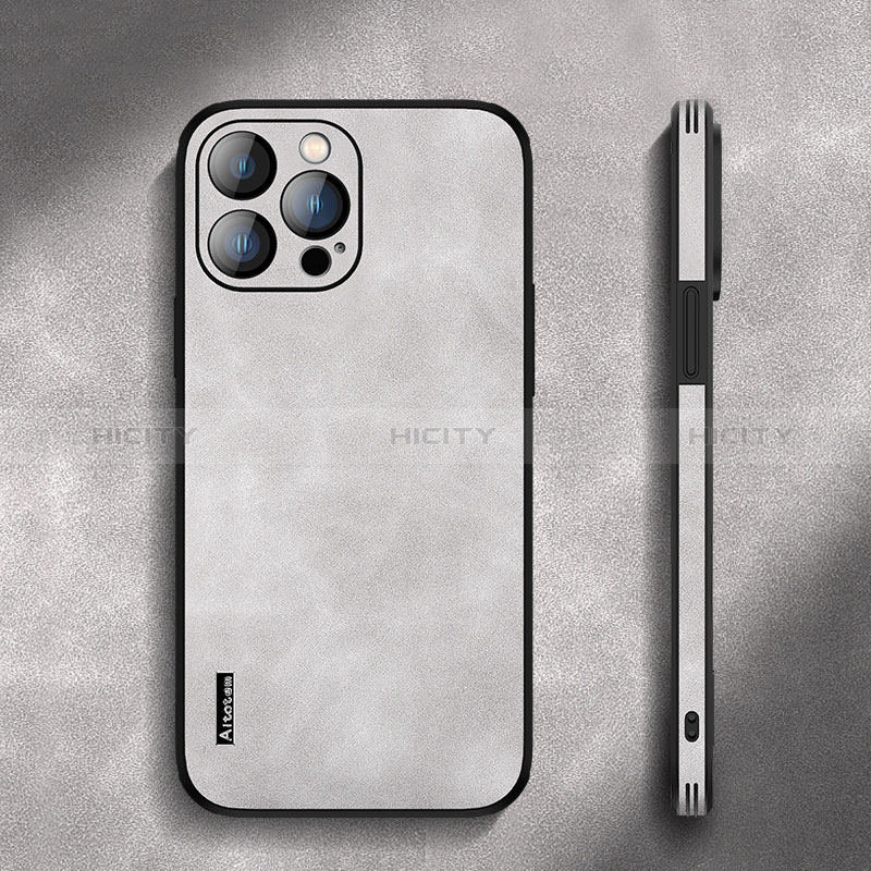 Custodia Lusso Pelle Cover AT3 per Apple iPhone 13 Pro Max Grigio