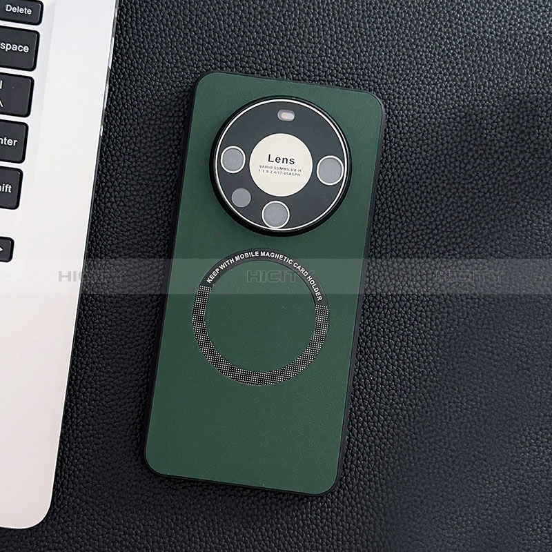 Custodia Lusso Pelle Cover con Mag-Safe Magnetic S01 per Huawei Mate 60 Verde