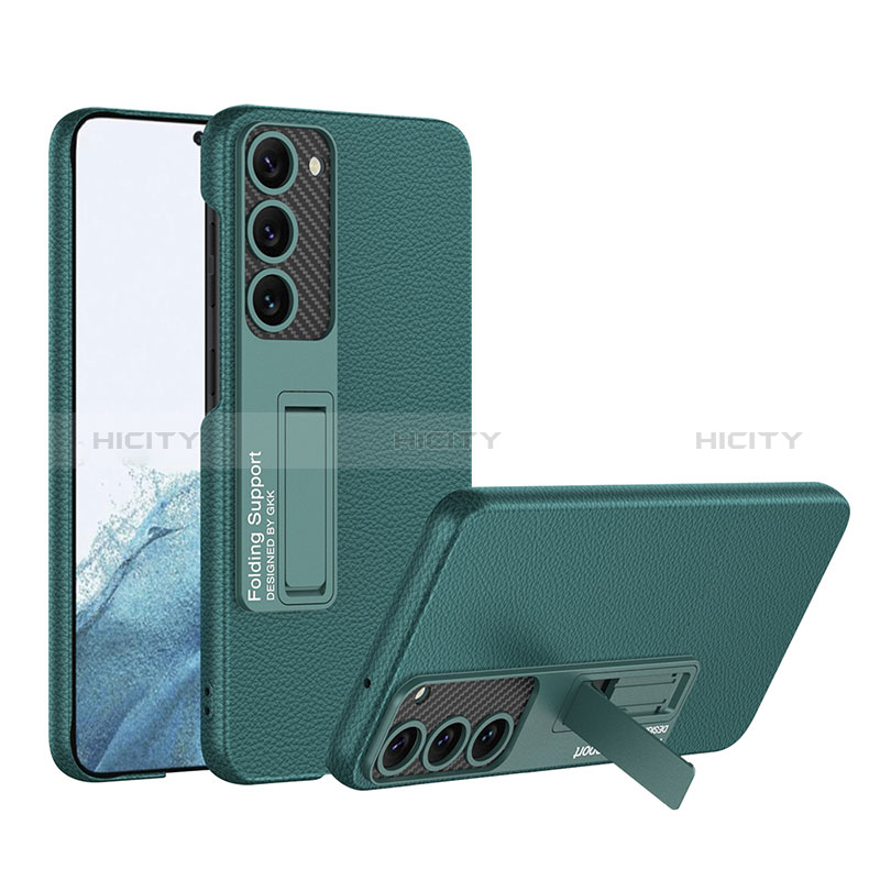 Custodia Lusso Pelle Cover con Supporto AC1 per Samsung Galaxy S23 5G Verde