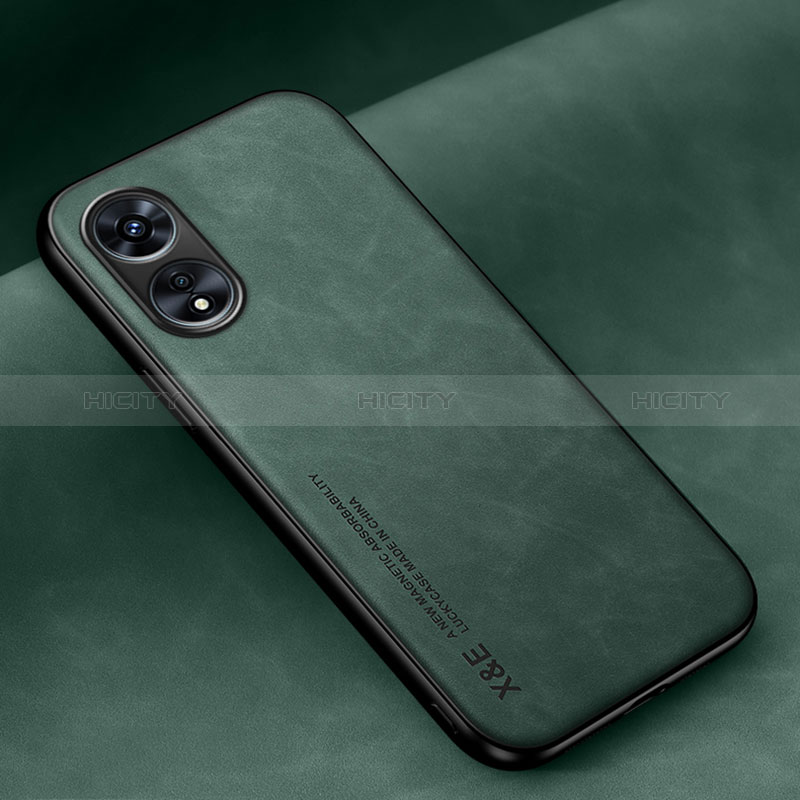 Custodia Lusso Pelle Cover DY1 per Oppo A78 5G Verde