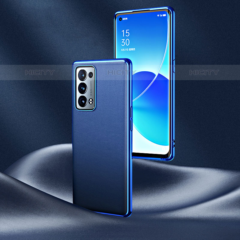 Custodia Lusso Pelle Cover GS4 per Oppo Reno6 Pro+ Plus 5G Blu