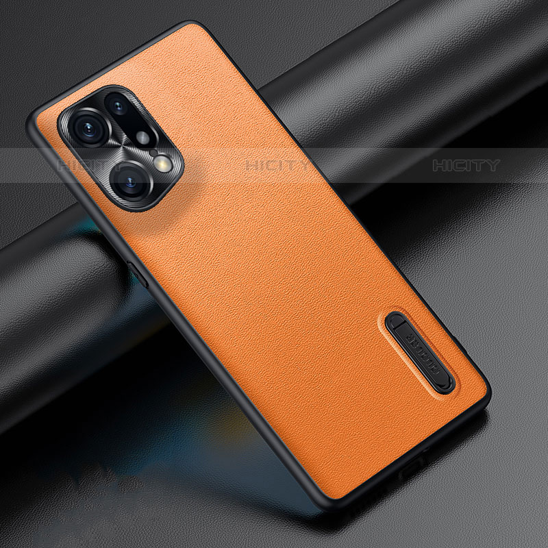 Custodia Lusso Pelle Cover JB4 per Oppo Find X5 Pro 5G Arancione