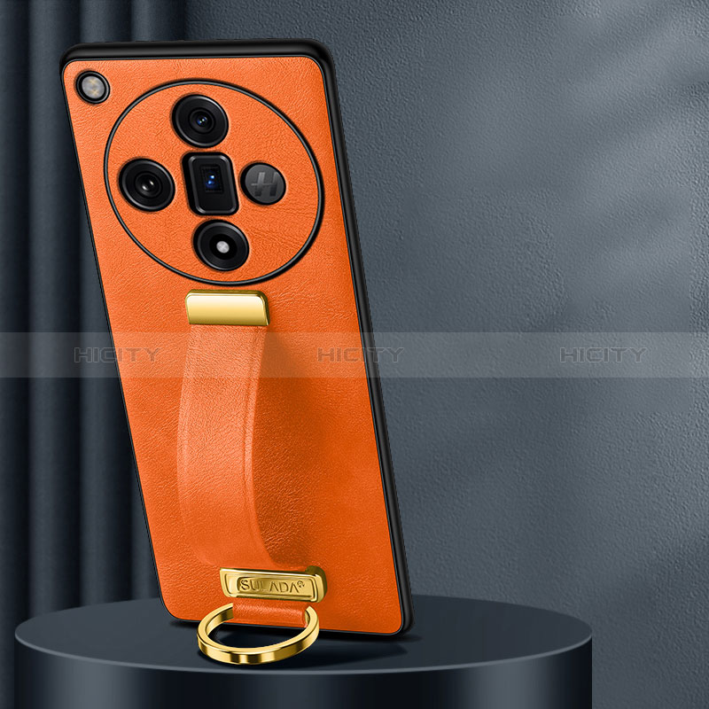 Custodia Lusso Pelle Cover LD2 per Oppo Find X7 5G Arancione