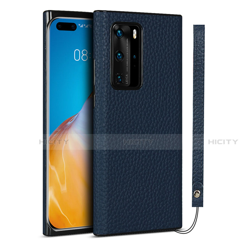 Custodia Lusso Pelle Cover N02 per Huawei P40 Pro Blu