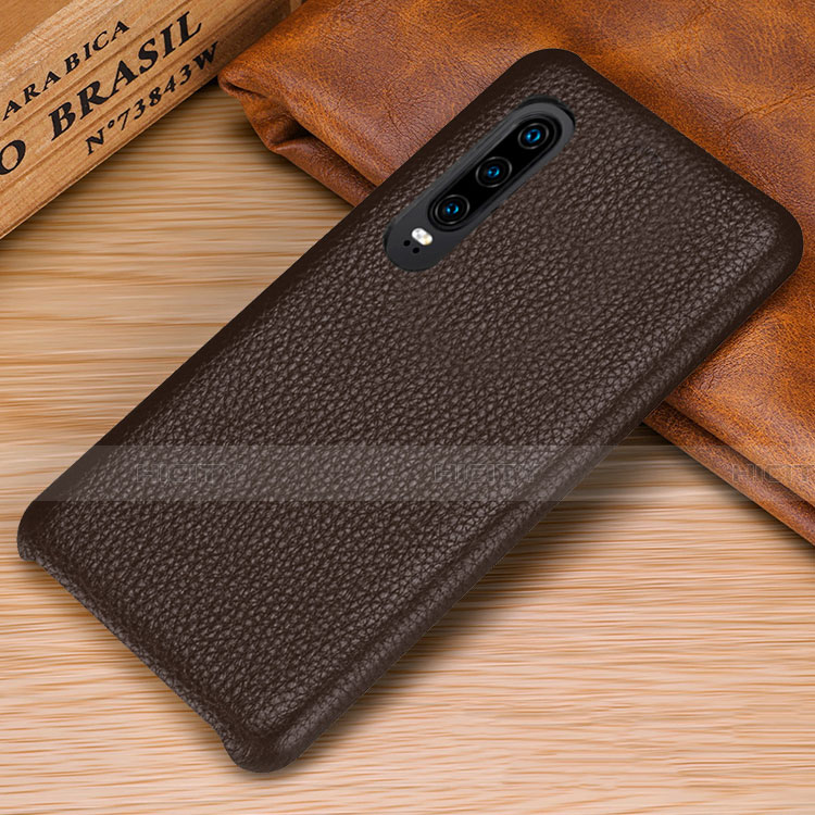 Custodia Lusso Pelle Cover P01 per Huawei P30 Marrone