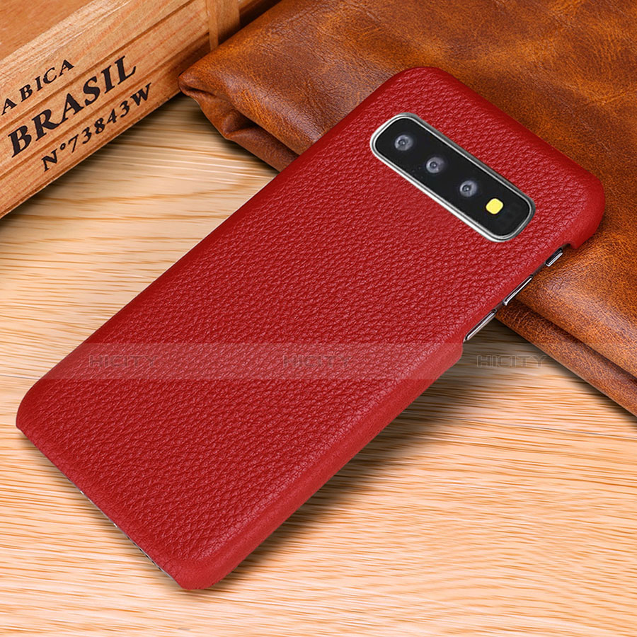 Custodia Lusso Pelle Cover P01 per Samsung Galaxy S10 Plus Rosso