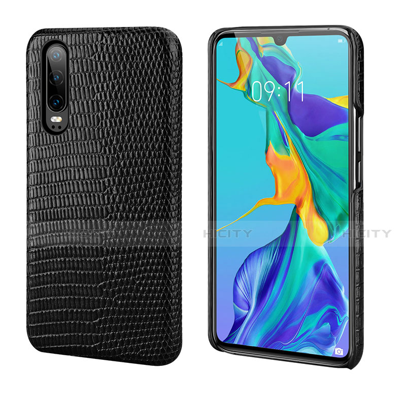 Custodia Lusso Pelle Cover P02 per Huawei P30 Nero