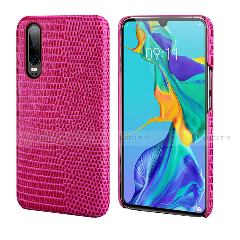 Custodia Lusso Pelle Cover P02 per Huawei P30 Rosa Caldo