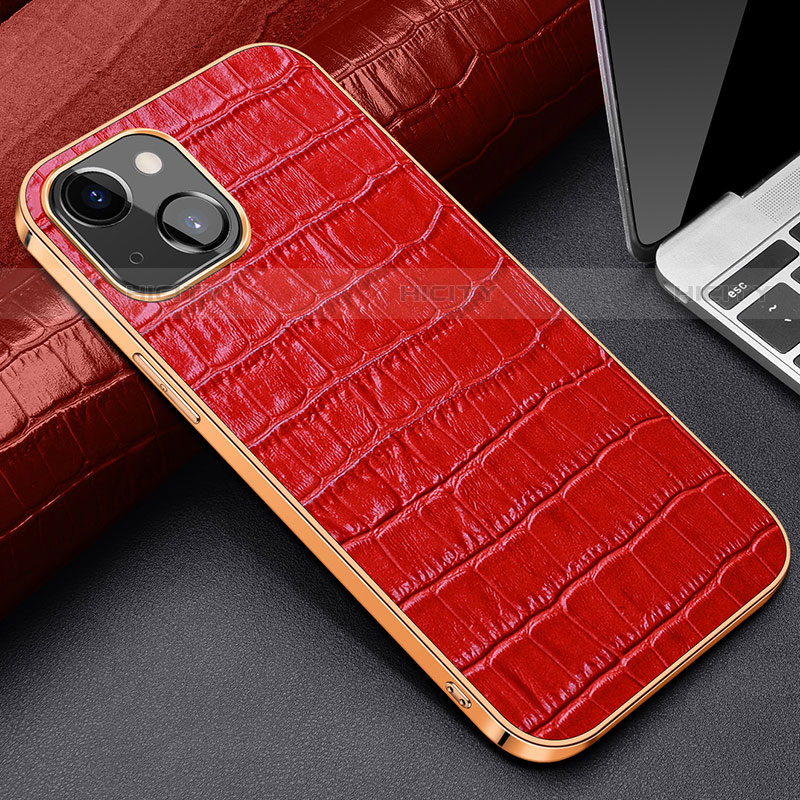 Custodia Lusso Pelle Cover per Apple iPhone 13 Mini Rosso