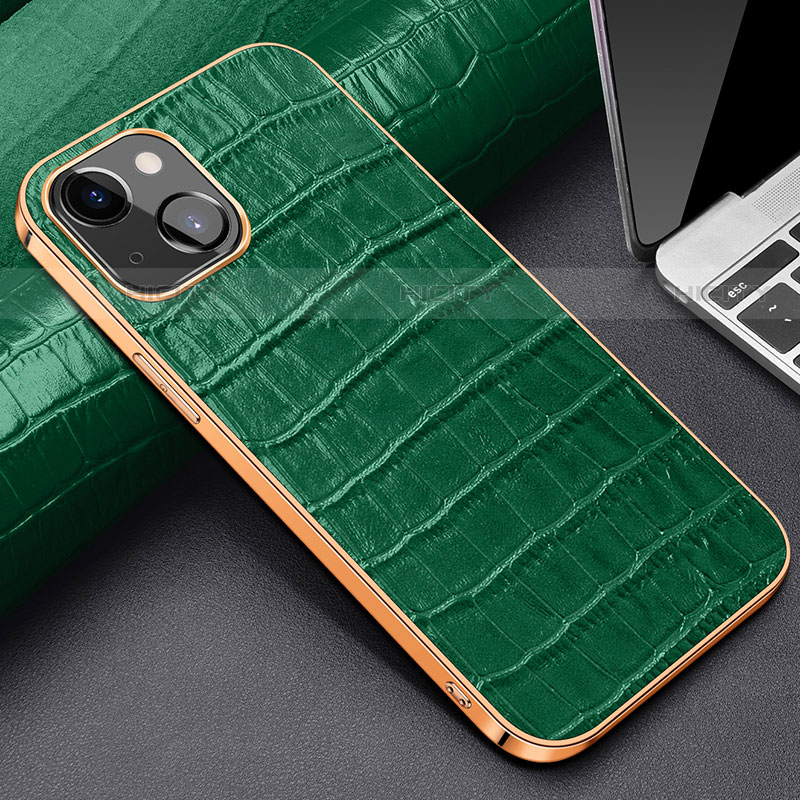 Custodia Lusso Pelle Cover per Apple iPhone 14 Plus Verde