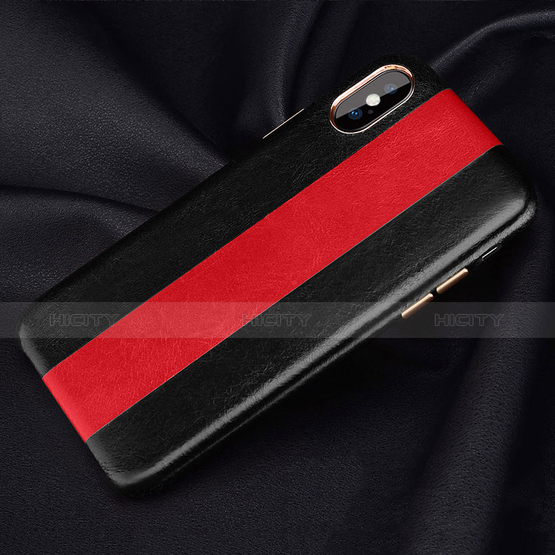 Custodia Lusso Pelle Cover per Apple iPhone Xs Rosso