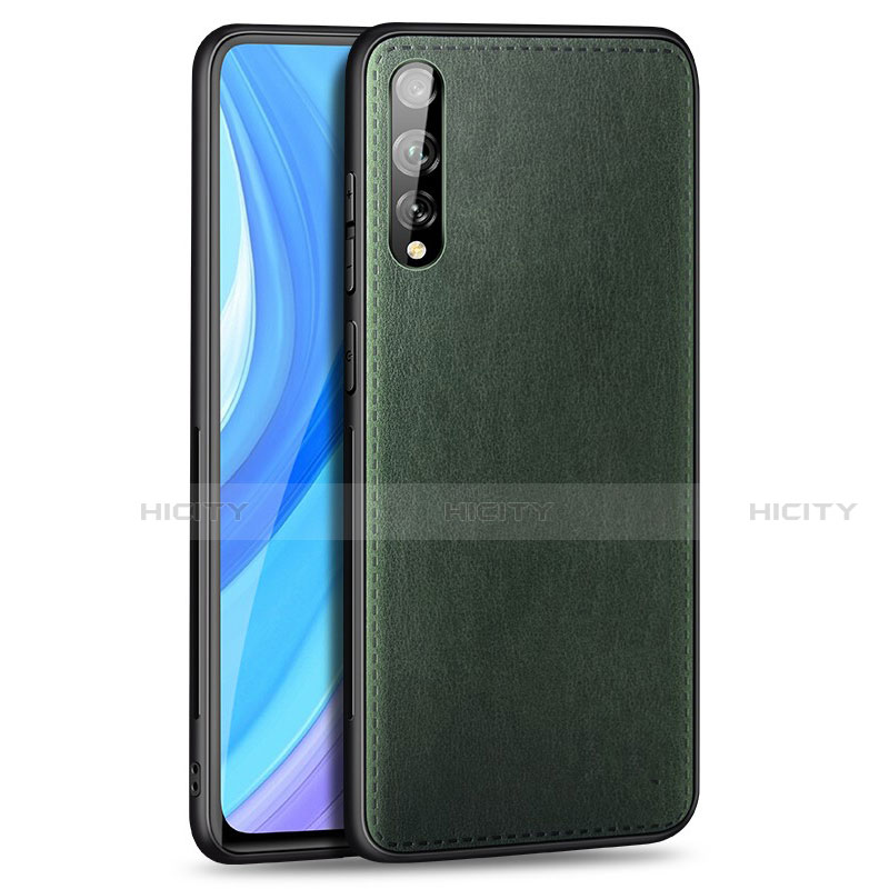 Custodia Lusso Pelle Cover per Huawei Enjoy 10S Verde