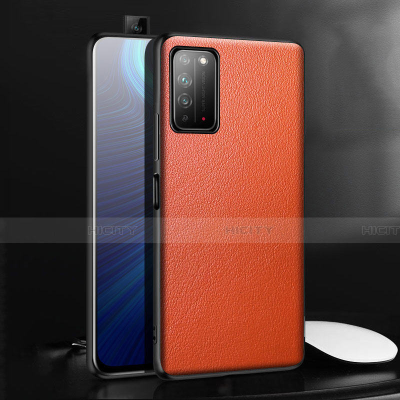 Custodia Lusso Pelle Cover per Huawei Honor X10 5G Arancione
