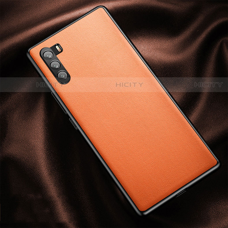 Custodia Lusso Pelle Cover per Huawei Mate 40 Lite 5G Arancione