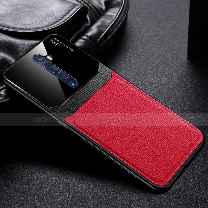 Custodia Lusso Pelle Cover per Oppo Reno2 Rosso