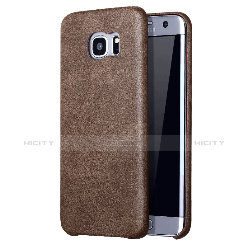 Custodia Lusso Pelle Cover per Samsung Galaxy S7 Edge G935F Marrone