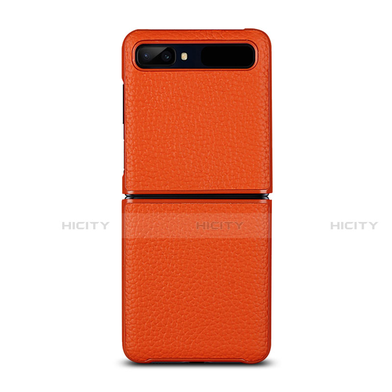Custodia Lusso Pelle Cover per Samsung Galaxy Z Flip Arancione
