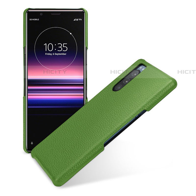 Custodia Lusso Pelle Cover per Sony Xperia 5 Verde