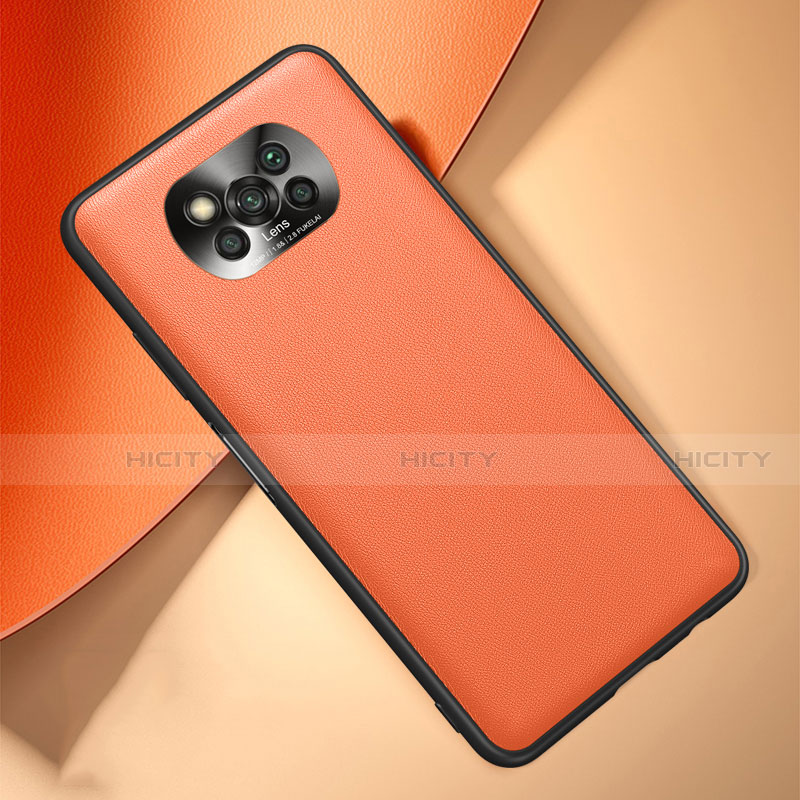 Custodia Lusso Pelle Cover per Xiaomi Poco X3 NFC Arancione