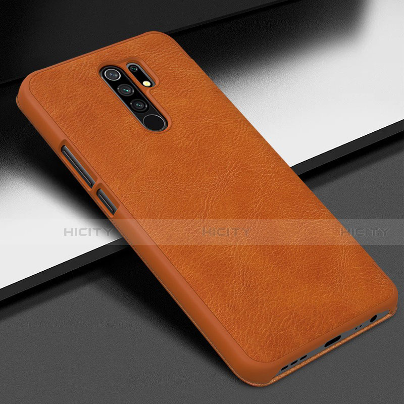 Custodia Lusso Pelle Cover per Xiaomi Redmi 9 Prime India Arancione