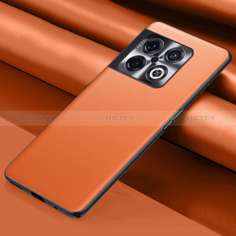 Custodia Lusso Pelle Cover QK1 per OnePlus 10 Pro 5G Arancione