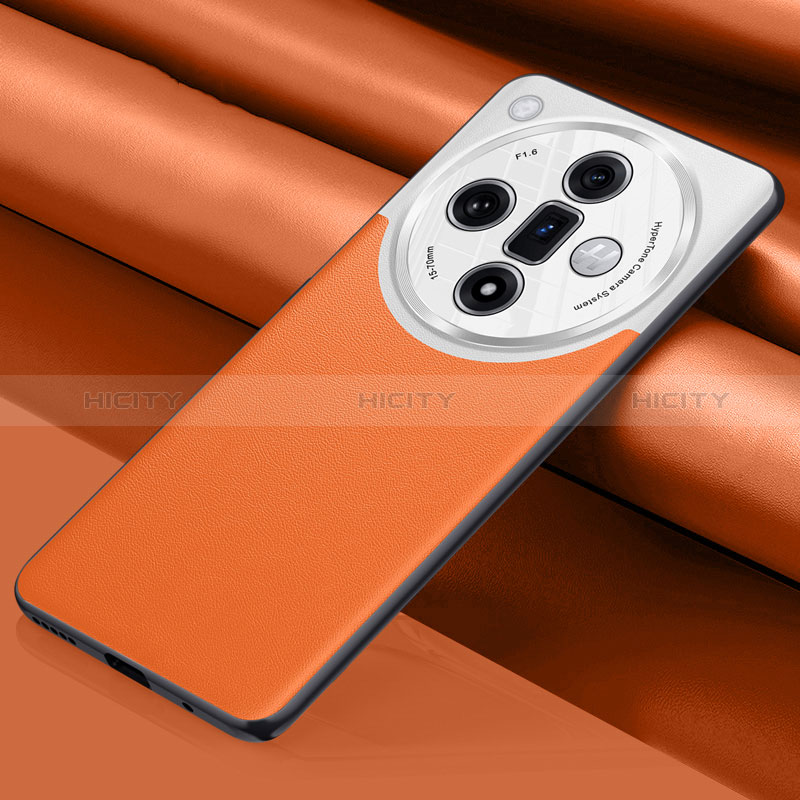Custodia Lusso Pelle Cover QK1 per Oppo Find X7 5G Arancione