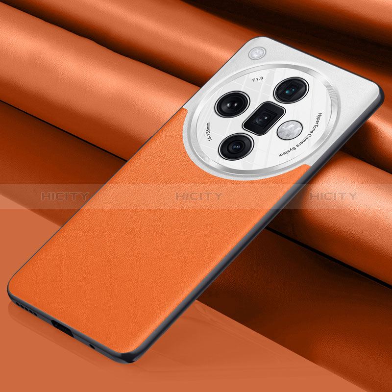 Custodia Lusso Pelle Cover QK1 per Oppo Find X7 Ultra 5G Arancione